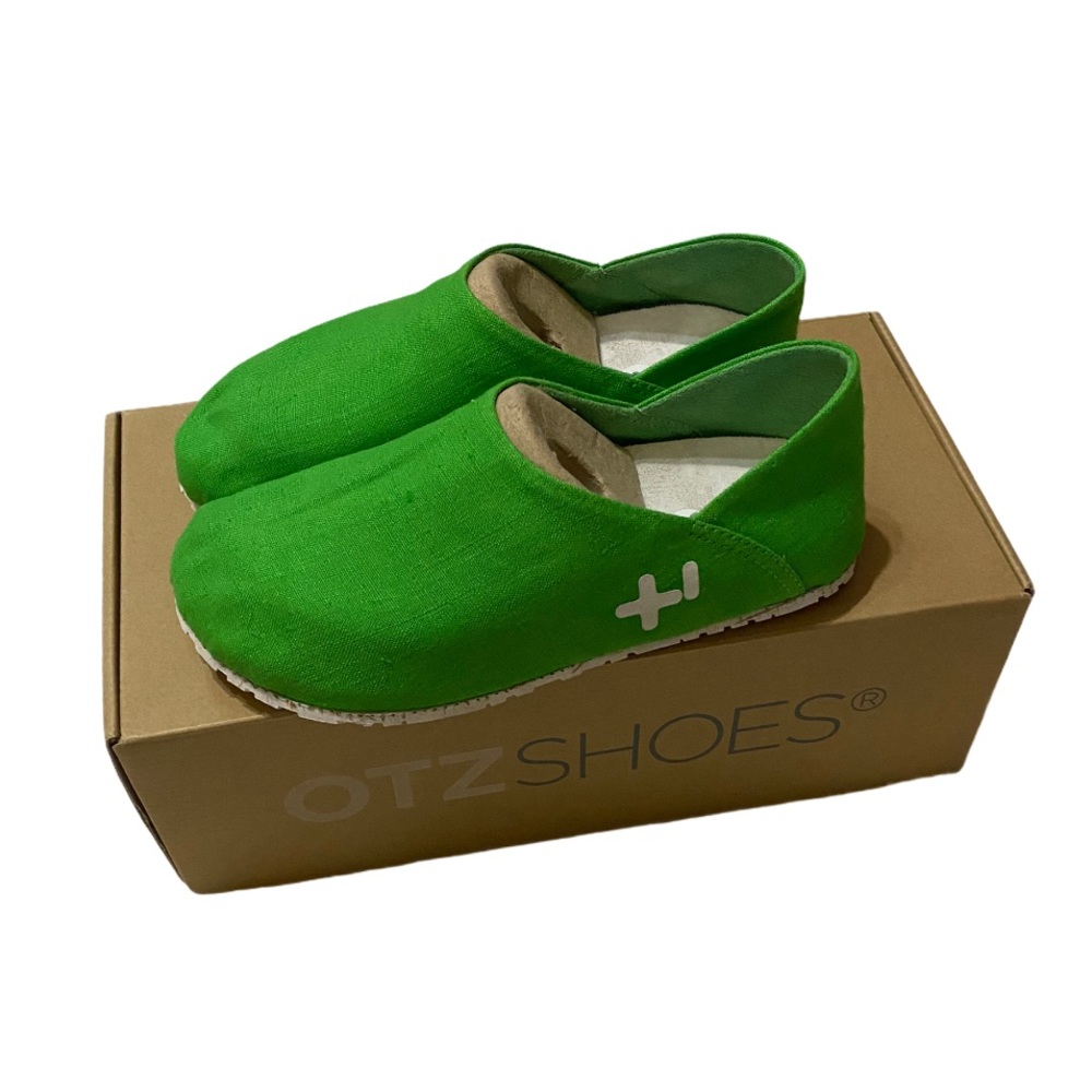 OTZ cork linen shoes 300 gms in fluoro green